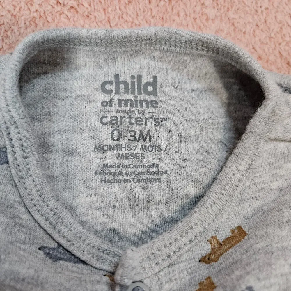 Child of Mine by Carter's Sleep N Play outfit w/Hat & Booties Bear Print Grey